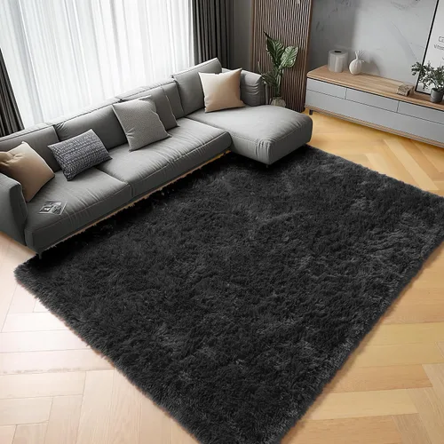 Vista 75 de ONASAR - Alfombra de pasillo negra de 2 x 6 pies, esponjosa, lavable, ultrasuave, afelpada, peluda, tapete para bebés, dormitorio de niños, armario