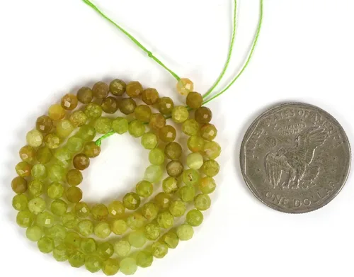 Vista 3 de Cuentas Redondas Facetadas de Ópalo Verde de 4 mm Sueltas de 16 Pulgadas para Hacer Joyas
