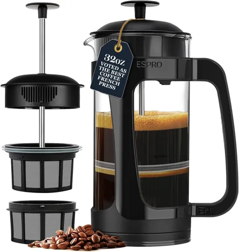 Vista 9 de ESPRO Light P3 - Cafetera de prensa francesa, microfiltro doble patentado para preparar sin arena, resistente al calor, prensa de café de vidrio