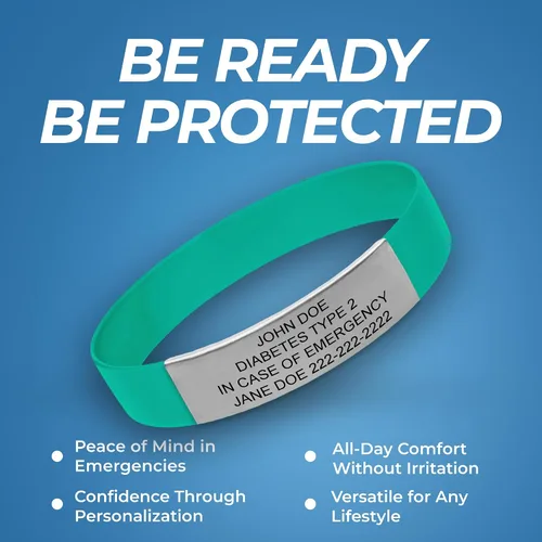 Vista 19 de Pulsera de identificación médica personalizada - Pulsera de seguridad para personas mayores grabada personalizada - Alerta de Alzheimer