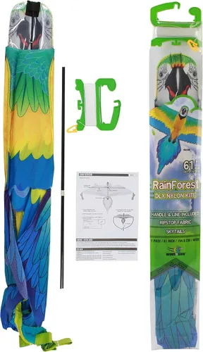 Vista 5 de WindNSun Rainforest - Cometa de nailon, guacamayo, 60 pulgadas de ancho