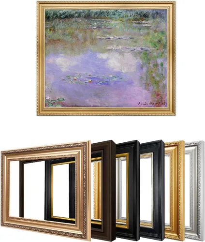 Vista 138 de IPIC - Reproducción artística de los lirios de agua de Claude Monet 1906, impresiones giclée coinciden con el marco dorado clásico, arte de pared
