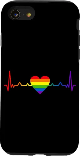 Vista 13 de iPhone 15 Rainbow Heartbeat LGBT Pride Month Gay Bi Trans Case