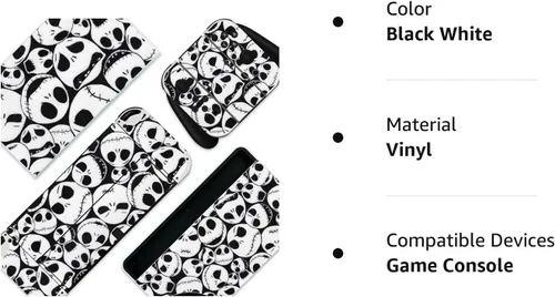 Vista 8 de BelugaDesign Skulls Switch Skin - Calcomanía de vinilo gótico Nightmare Halloween Horror Compatible con Nintendo Switch OLED