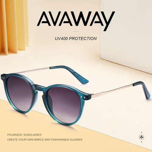Vista 3 de Gafas de sol redondas vintage para mujer marco transparente polarizado con protección UV