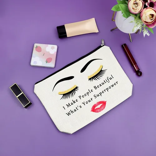 Vista 7 de Sazuwu Regalos esteticistas para mujeres bolsa de maquillaje, Hago a la gente hermosa ¿Cuál es tu superpoder?