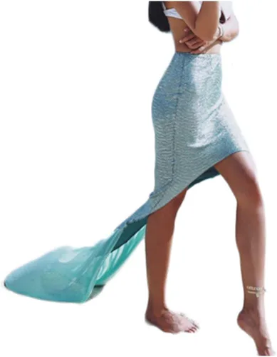 Vista 2 de MineSign Disfraz de cola de sirena para adultos traje de baño de bikini de playa