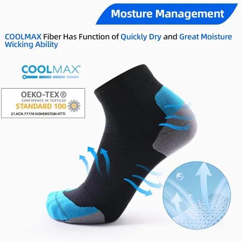 Vista 7 de limide Coolmax - Calcetines deportivos para correr, de secado rápido, de compresión sin costuras, 3 pares (talla M 7-11)