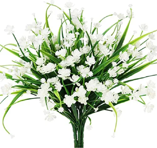 Vista 8 de 8 paquetes de flores falsas para decoración del hogar, porche delantero, flores artificiales para exteriores, ramo de boda, flores sintéticas