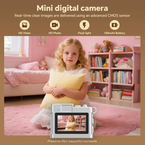 Vista 2 de Mini cámara con llavero: mini cámara digital HD de 2 MP con tarjeta de 16 GB y llaveros geniales, toma fotos y video a cualquier lugar, adecuada