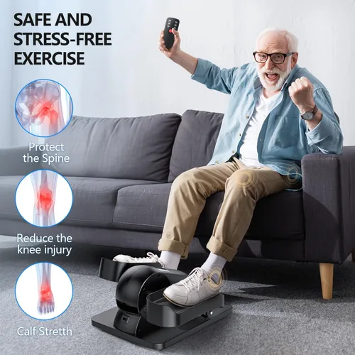 Vista 2 de Under Desk Elliptical Machine for Senior Mini Elliptical Leg Exerciser with Remote Quiet Portable Electric Seated Foot Pedal Exerciser for Home
