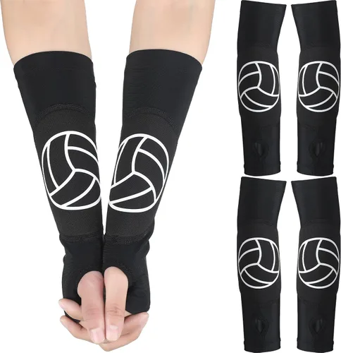 Vista 9 de Minatee Mangas de brazo de voleibol Mangas de antebrazo de pase y golpe con almohadillas de protección y agujero para el pulgar