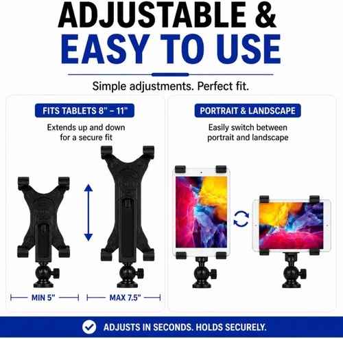 Vista 7 de Acuvar Soporte universal de trípode para tableta, adaptador de soporte ajustable para iPad, Samsung Galaxy Tab y Surface, se adapta a tabletas de 8