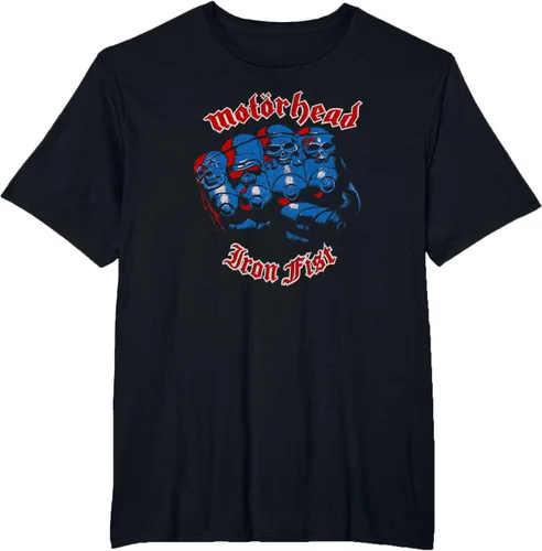 Vista 4 de Motörhead - Camiseta Iron Fist Red Blue Skulls, Negro, S