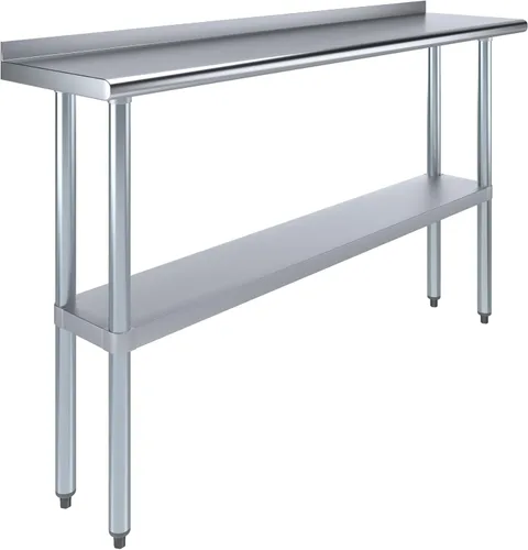 Vista 17 de AmGood Mesa de trabajo de acero inoxidable de 24 pulgadas x 12 pulgadas con protector contra salpicaduras de 1.5 pulgadas Mesa de preparación