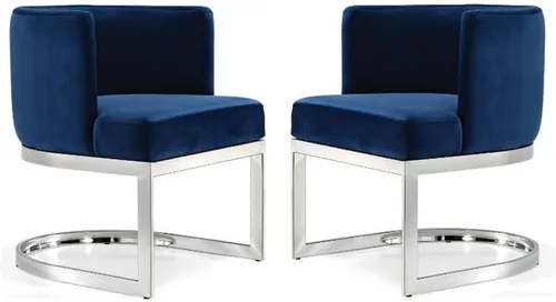 Vista 6 de Home Square Juego de 2 sillas de comedor tapizadas de terciopelo con base de metal plateado en forma de U en color gris