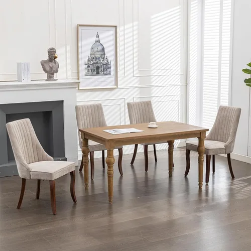 Vista 4 de Sillas de Comedor - Juego de 2 sillas de comedor modernas de mediados de siglo, tapizadas de tela con respaldo alto, sillas de cocina y comedor