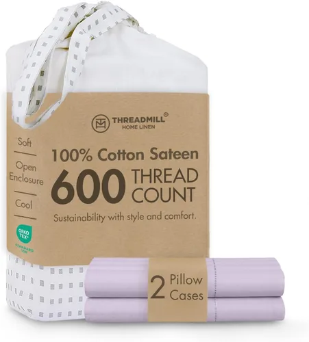 Vista 27 de Threadmill Home Linen Fundas de Almohada Estándar - 100% Algodón Natural 600 Número de Hilos, Juego de 2 Fundas de Almohada Damasco Gris Oscuro
