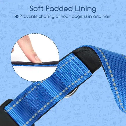 Vista 2 de Nobleza - Collar para perros grandes, collar reflectante ajustable para perros con cierre de seguridad y hebilla de liberación rápida, collar