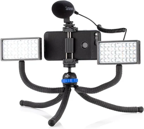 Vista 3 de Benro Kit de trípode flexible de cinco patas flexible con soporte para teléfono inteligente y cabeza esférica, soporte envolvente para cámaras