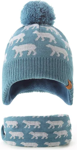 Vista 7 de Moon Kitty - Gorros de invierno para bebé y niña, de forro polar, con orejeras para calentar.