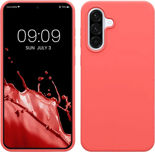 Vista 27 de kwmobile Funda compatible con Samsung Galaxy A32 5G - Funda de silicona TPU con acabado suave - Rosa impresionante