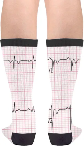 Vista 2 de Calcetines altos divertidos y novedosos para hombre y mujer, cardiología de corazón, Corazón