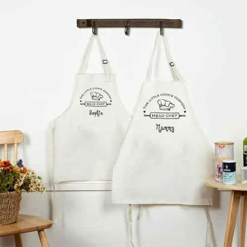 Vista 3 de Paquete de 2 delantales personalizados para padres e hijos, delantales ajustables con foto con nombre personalizado para cocina, cocina, hornear