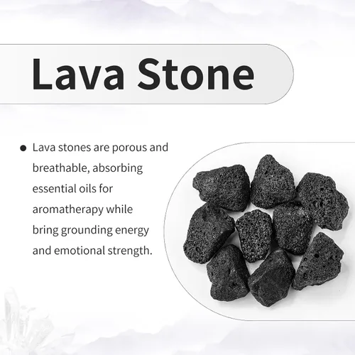 Vista 4 de TUMBEELLUWA 100 cuentas Rondelle de piedra de lava para hacer joyas, cuentas sueltas de roca volcánica de energía con agujeros grandes a granel