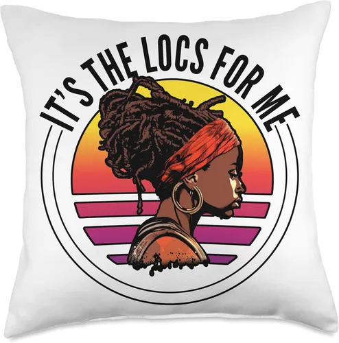 Vista 4 de Locs Afro Dreadlocks Love Natural Beauty Hair It's the Locs for Me Afro Hair Black American African Girl Throw Pillow, 16x16, Multicolor