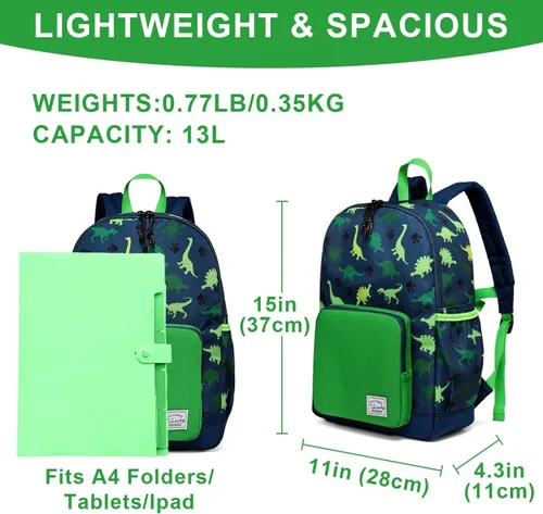 Vista 2 de VASCHY - Mochila preescolar para niños y niñas liviana resistente al agua con correa en el pecho