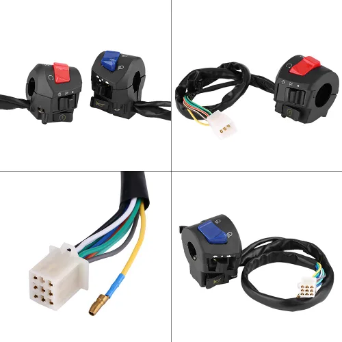 Vista 4 de Kit completo de control de manillar de motocicleta, ajuste universal con intermitentes de bocina para faros delanteros para todas las motocicletas