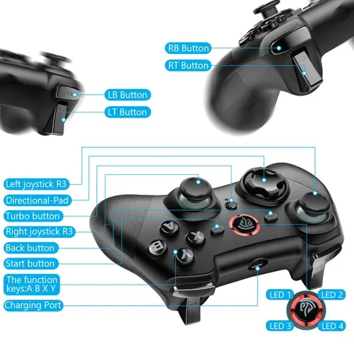 Vista 3 de EasySMX Wireless Gamepad Joystick Controller, 2.4G Gaming Controller for PCPS3AndroidAndroid TV BOX, with Turbo, Pulg and Play, Dual Vibration, 14