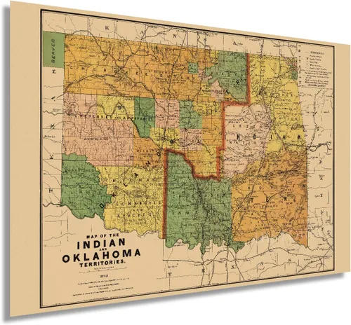 Vista 7 de HISTORIX Póster vintage de 1892 con mapa de los territorios indios y de Oklahoma, 18 x 24 pulgadas