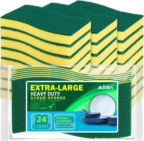 Vista 11 de AIDEA Esponjas de cocina, paquete de 50 esponjas de platos resistentes, esponja de limpieza para el hogar y la cocina, suministros de limpieza sin