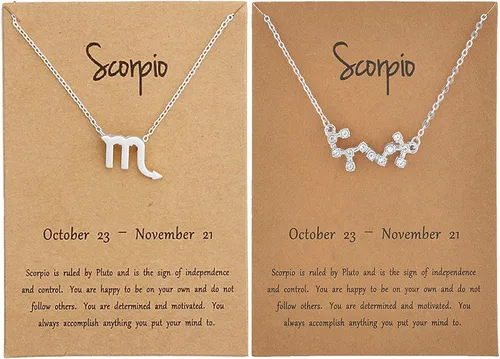Vista 14 de Collar de escorpio Libra de 2 piezas, collar del zodiaco para mujer, collar de constelación, collar de signo de horóscopo, collares para citas