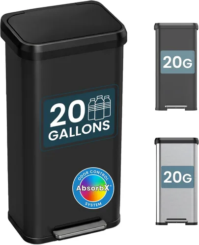 Vista 11 de iTouchless SoftStep - Bote de basura de acero inoxidable, 13.2 galones, sistema de filtro de olores, pedal y tapa con cierre silencioso y fino