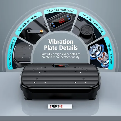 Vista 2 de PUREROYI Vibration Plate Exercise Machine, 180 Speeds Workout Vibrating Plate for Lymphatic Drainage Weight Loss, Whole Body Vibration Platform