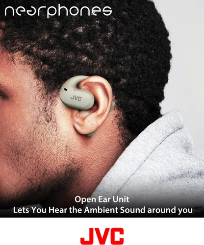 Vista 3 de JVC Nearphones Auriculares inalámbricos de oreja abierta con controladores grandes de 0.63 pulgadas para un sonido potente, uso de una sola oreja