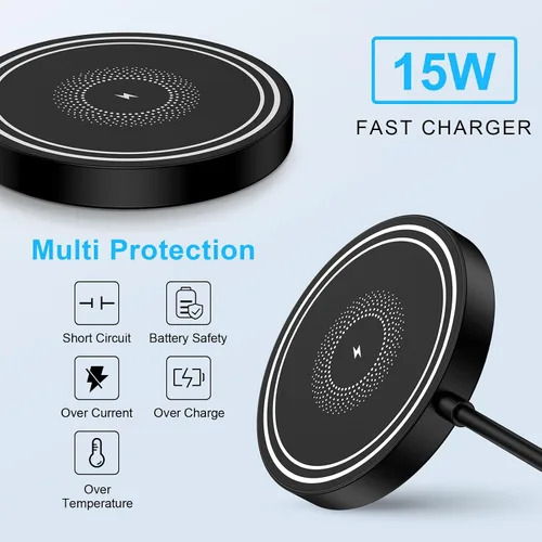 Vista 5 de 15W Samsung Magnetic Wireless Charger Fast Charging Pad for Galaxy S26 S25