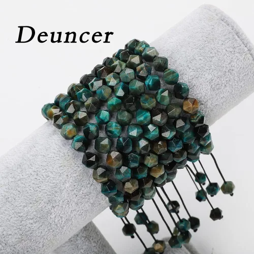 Vista 4 de Pulsera ajustable unisex con cuentas de cristal de ágata natural de 0.315in