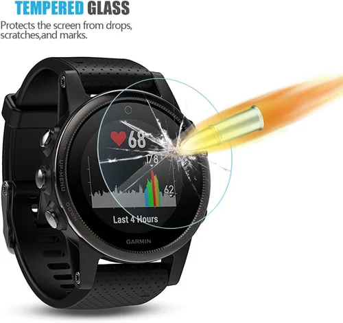 Vista 3 de Protector de pantalla de vidrio templado para Garmin Fenix 5S [0.012 in 2.5D High Definition 9H] Premium Clear Screen Protector para Garmin Fenix 5S