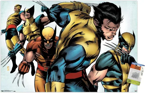 Vista 7 de Trends International Marvel Comics Wolverine - Póster de pared de Evolución, 14.72 x 22.37 pulgadas, paquete de póster premium y alfiler 2-Paquete