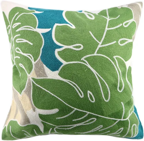 Vista 25 de Fundas de almohada bordadas, 4 girasoles de 18 x 18 pulgadas, diseño floral, 100% algodón, decoración del hogar, flores amarillas, 17.7 x 17.7 in, 1