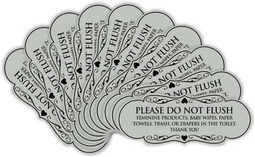 Vista 35 de Signs ByLITA Designer Please Do Not Flush Etiqutte Letrero (negro) - Pequeño 1 paquete