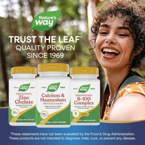 Vista 7 de Nature's Way Complejo mineral de calcio y magnesio, apoya la salud ósea y la función muscular,* 750 mg por porción de 3 cápsulas, 100 cápsulas