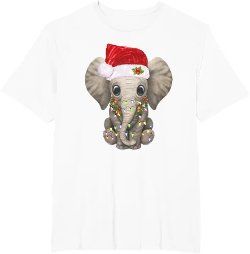 Vista 13 de Lindo elefante de Navidad luz divertido elefante amante de Navidad regalo camiseta Negro