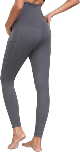Vista 3 de JOJOANS Leggings de maternidad sobre el vientre con bolsillos, pantalones de yoga para embarazo, ropa deportiva suave, pantalones de maternidad