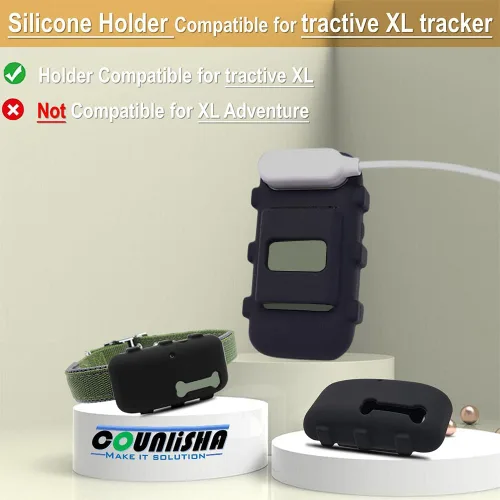 Vista 3 de Soporte de silicona compatible con rastreador de perros Tractive XL GPS (negro, 1 unidad) Rubber Accessories Cover protect Finder for