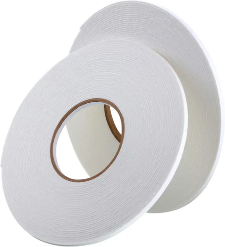 Vista 2 de Zonon 3 rollos de cinta de espuma de doble cara PE, cinta adhesiva de montaje de esponja de doble cara (1/4 pulgada por 50 pies, blanca)
